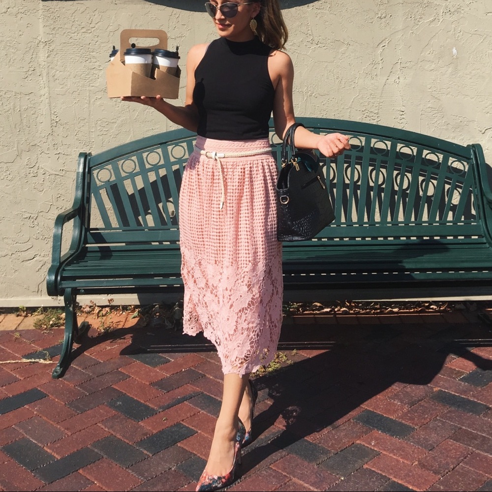 Pink mid length skirt